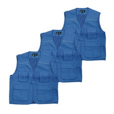 Workman 工業用多口袋背部夜光背心 藍色 3入, 1套