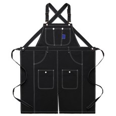 HK Trading背帶咖啡師咖啡廳圍裙, 黑色的, 1個
