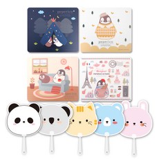 2Youngdesign 動物造型風扇 5入+造型滑鼠墊 4入, 1套, 混色（鼠標墊），隨機發貨（風扇）