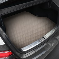 GMZ MOTORS 絎縫皮革汽車後車廂墊, 棉花米色, 現代 Genesis G90 (2022年款)