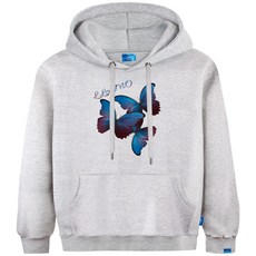 L.LAMO 中性蝴蝶圖案刷絨連帽衫