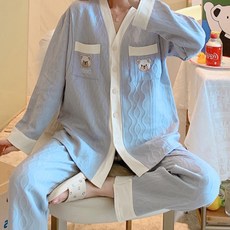 咻咻玲春秋款孕婦睡衣上下套裝