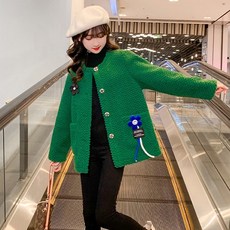 Orenjidamom 女童笑臉花朵蓬鬆外套