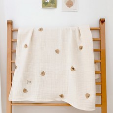 마이리틀데이지 유아용 푸드리 거즈 5중 블랭킷 이불, 베이지