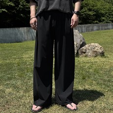Meosidda 男士側開衩冰絲寬版涼感長褲