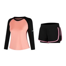 Naya Style女款瑜珈服長袖上衣+短褲套裝 0708