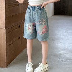 EYOUMONG 寬版字母鬆緊帶水洗丹寧褲 E6H200