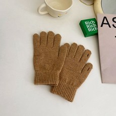 씨티컴퍼니 여성용 휴대폰 터치 니트 털 무지 핑거 홀 장갑