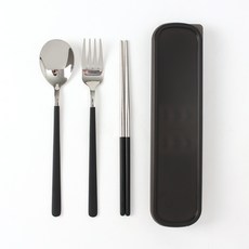 도매토피아 DOTO 실버테이블 휴대용 수저 + 포크 세트, 1세트