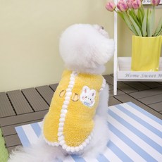 파스텔펫 반려동물 폼폼 래빗 극세사조끼, 옐로우, 1개