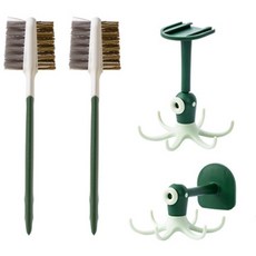 OON 주방 다용도 세척솔 2p + 무타공 문어 후크 고리 2종 세트, 혼합색상, 1세트