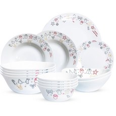 Bormioli Rocco White Moon 4人盤子組 14p, 1套, 盤子 6種