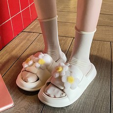 라블 여성용 폼폼이 방수 키높이 슬리퍼