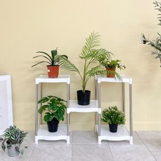 LIVING HAPPY Virtue Nine Plants 方形花盆架, 白色, 5層