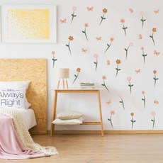 오버그로우 북유럽풍 거실벽면 창문 장식 벽인테리어 꽃 스티커, 혼합색상