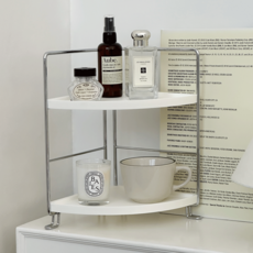 DEMIMOOD 密封鋼製框架層架 2層轉角型, 白色, 1個