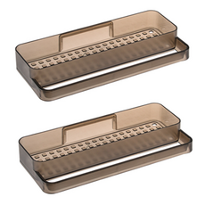 또사자 반투명 접착식 다용도 선반 겸 수건걸이, 갈색, 2개
