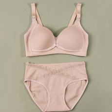 Market A 孕婦素色哺乳內衣褲組