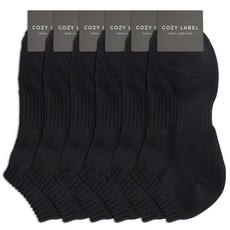 COZY LABEL 女性用網眼緩衝運動踝襪 6入, 黑色, 6個