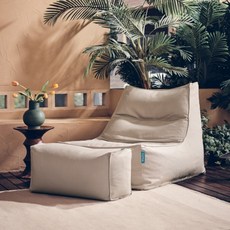 폴리몰리 리조트 빈백 방수속커버 그랜드 소파 607R + 풋스툴 세트, 베네치아 베이지