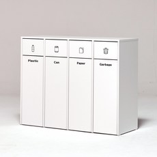 필웰 무노 재활용 분리수거 올스윙 수납장 방문설치, 화이트, 4단