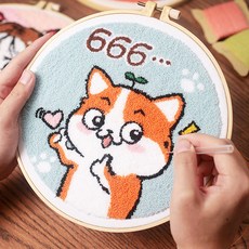 집순이 취미생활 펀치 니들 DIY 세트, 1세트, 블루 시바견