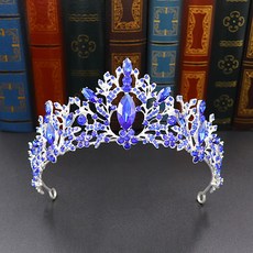 LUNA GLAM 自助婚紗 玫瑰水晶皇冠 H023, 1個, 銀藍色