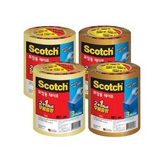 3M Scotch 封箱膠帶組 3625V 48mm*25m 3捲 4入, 透明+棕色, 1組
