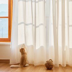 G&Y 聰明管家 防刮不透光飄逸窗簾 穿環式, 白色