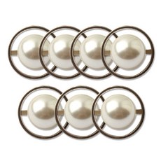 金屬羅曼史珍珠2組合鈕扣 15mm, 7個, 鎳