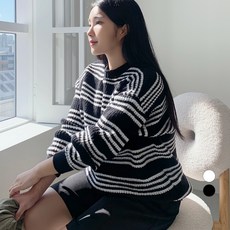 102102 여성용 도톰 스트라이프 니트