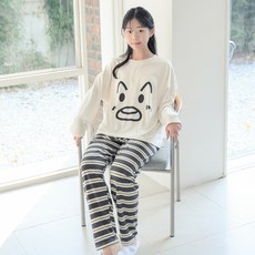 CocoDream 大童款 生氣少女 內建胸墊 長袖睡衣 上下套裝