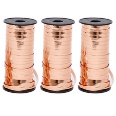 joyparty 捲邊緞帶 90m, 金屬玫瑰金, 3個