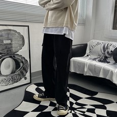 meosidda 男款簡約Poten工裝口袋寬褲