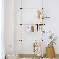 Wooraegi 韓國製造 立柱式 安裝型 3層衣架, 錘紋色