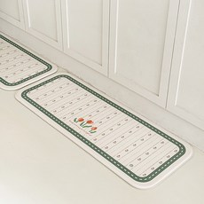러움 프렌치 모닝튤립 pvc 방수 다용도 주방 쿠션매트, 1개, 그린