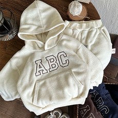 JOYMULTI 童款ABC字母刷毛連帽衣褲套裝