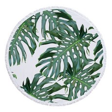 Impact 葉子插圖圓形海灘巾 460g A_RD_1012, C, 1個