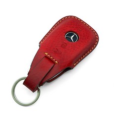 HOZ 스마트키 벤츠 차키 케이스 B02, 은색(가죽장식), 진레드(가죽), 벤츠_B02