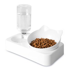 Petconomy 寵物圓形半自動飲水器+餵食器組合, 1套, 單一顏色