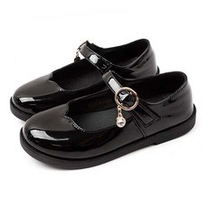 Rulushu女童款黑色貝爾平底鞋 AZ130