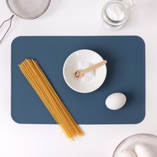 에이드엘 슬림 오브롱 실리콘 테이블매트, 터키블루, 가로 387mm x 세로 258mm x 두께 1.8mm, 1개