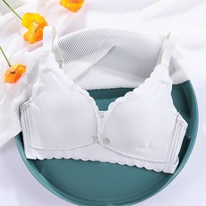 波浪前鈕釦單色哺乳內衣