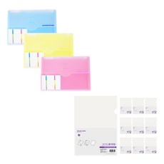 ECO Chungwoon 多色白色標示文件夾 A4 3入+多色L夾 10入, 隨機發貨（白檔），透明（L夾）, 1套