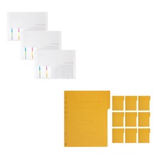 ECO Chungwoon 多色白色標示文件夾 A4 3入+紙質公文夾 10入, 透明（白背文件）、黃色（硫化文件）, 1套