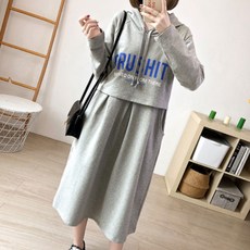 孕婦純棉連帽哺乳連身裙