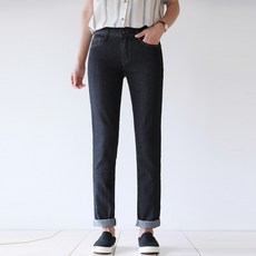 BBAEBBAE 女款時尚黑高彈力直筒牛仔褲