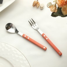 Bogen 蒙布朗 Brisha 緞面茶匙叉子組 橘色, 1套, 茶匙 + 茶叉