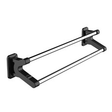 MONACO OLIVE 免打孔雙桿毛巾架, 黑色的, 1個