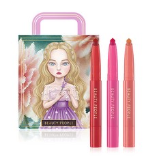 BEAUTY PEOPLE 堅不可摧的女人口紅鮮花版 0.61gx 3 件套, 0.61克, 珊瑚鮮,紅鮮,粉鮮, 1組
